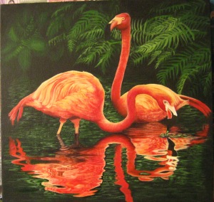 Flamingoes in the glade